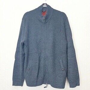 Ted Baker London Long Sleeve Mock Neck Gray Knit Full-Zip Sweater Mens Size 7